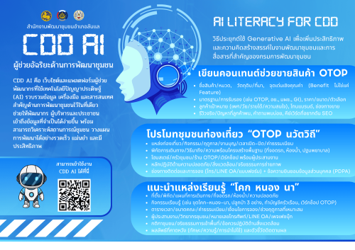 สพอ.ลับแล ชวนใช้ "CDD AI" นวัตกรรมล้ำสมัย ยกระดับงานพัฒนาชุมชนสู่ยุคดิจิทัล! "CDD AI" ผู้ช่วยพัฒนากรอัจฉริยะ เพื่อชุมชนเข้มแข็งอย่างยั่งยืน